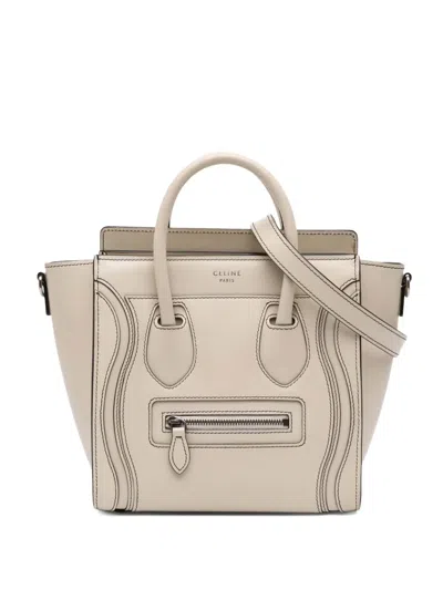 Pre-owned Celine 2016 Nano Leather Luggage Tote Satchel In Brown