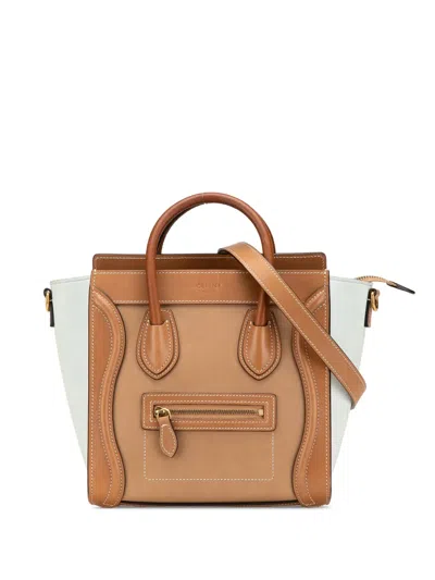 Pre-owned Celine 2016 Nano Tricolor Leather Luggage Tote Satchel