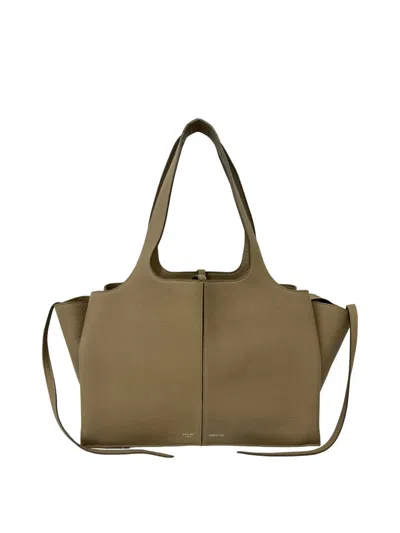 Pre-owned Celine 2016 Small Grained Calfskin Trifold Tote Bag In Neutral