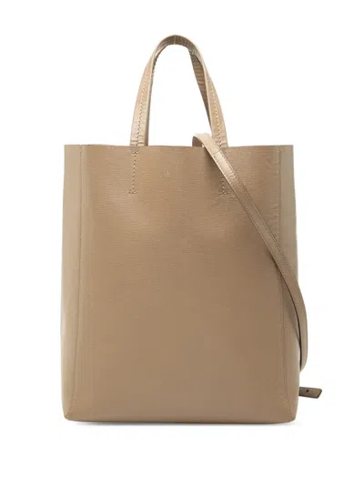 Pre-owned Celine 2016 Small Grained Calfskin Vertical Cabas Tote Satchel In ニュートラル