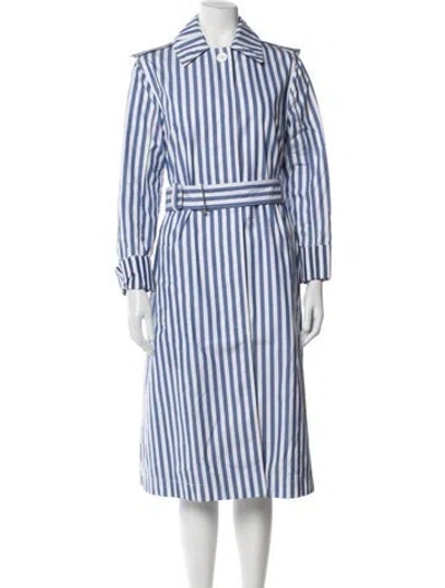 Pre-owned Celine 2016 Striped Trench Coat In Blue
