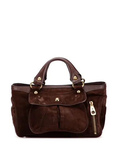 Pre-owned Celine 2016 Suede Boogie Handbag In Brown