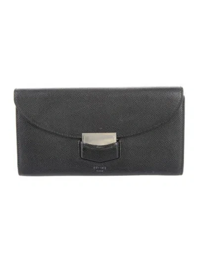 Pre-owned Celine 2016 Trotteur Wallet In Black