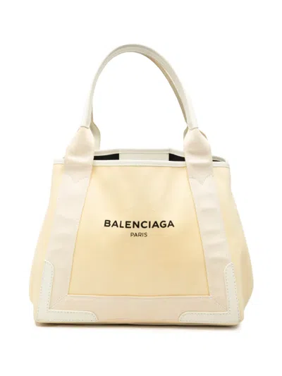 Pre-owned Celine 2017 Canvas Navy Cabas S Tote Bag In Neutral