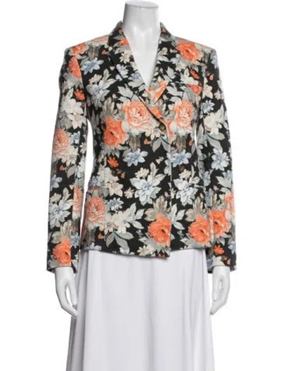 Pre-owned Celine 2017 Floral Print Blazer In Black