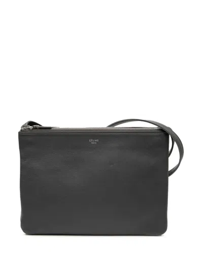 Pre-owned Celine 2017 Large Lambskin Trio Crossbody Bag In Black