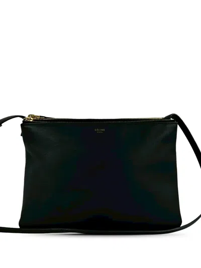 Pre-owned Celine 2017 Large Lambskin Trio Crossbody Bag In Black