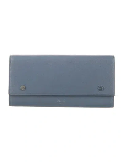 Pre-owned Celine 2017 Leather Continental Wallet In Blue