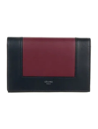 Pre-owned Celine 2017 Leather Continental Wallet In Blue/burgundy