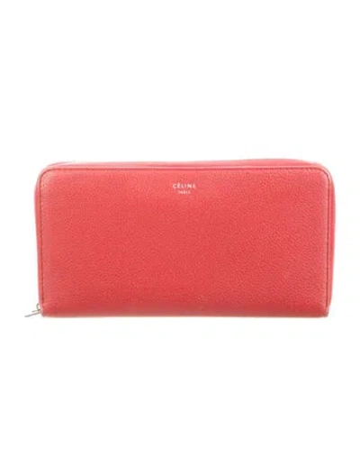 Pre-owned Celine 2017 Leather Continental Wallet In Red
