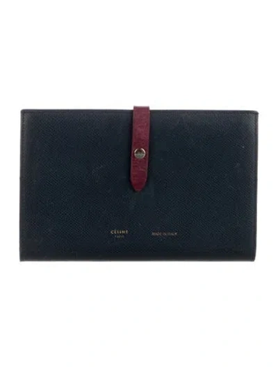 Pre-owned Celine 2017 Leather French Purse In Blue