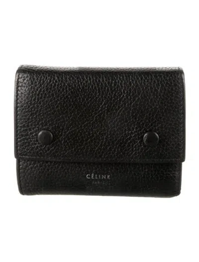 Pre-owned Celine 2017 Leather Wallet In Black/yellow