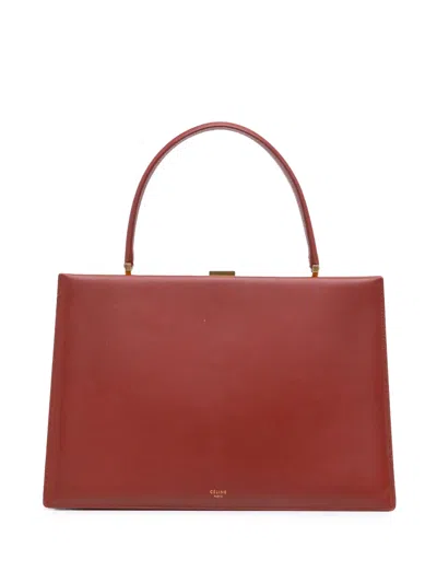 Pre-owned Celine 2017 Medium Calfskin Clasp Handbag In Red