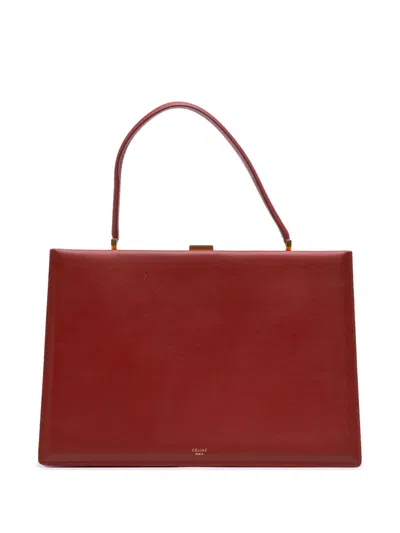 Pre-owned Celine 2017 Medium Calfskin Clasp Handbag In Red