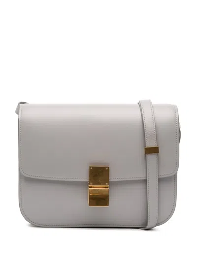 Pre-owned Celine 2017 Medium Calfskin Classic Box Crossbody Bag In Gray