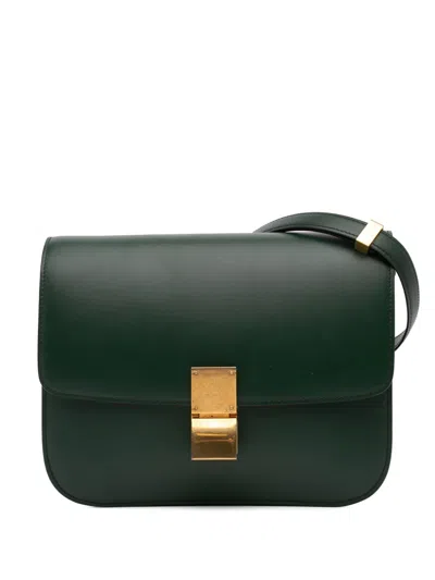 Pre-owned Celine 2017 Medium Calfskin Classic Box Crossbody Bag In Green