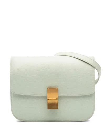 Pre-owned Celine 2017 Medium Calfskin Classic Box Crossbody Bag In Green