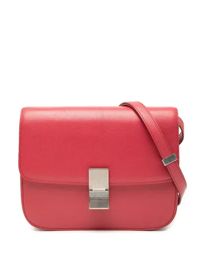 Pre-owned Celine 2017 Medium Calfskin Classic Box Crossbody Bag In Red