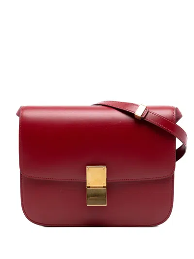 Pre-owned Celine 2017 Medium Calfskin Classic Box Crossbody Bag In Red