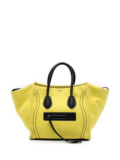 Pre-owned Celine 2017 Medium Canvas Phantom Luggage Tote Bag In Yellow