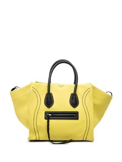 Pre-owned Celine 2017 Medium Canvas Phantom Luggage Tote Bag In Yellow
