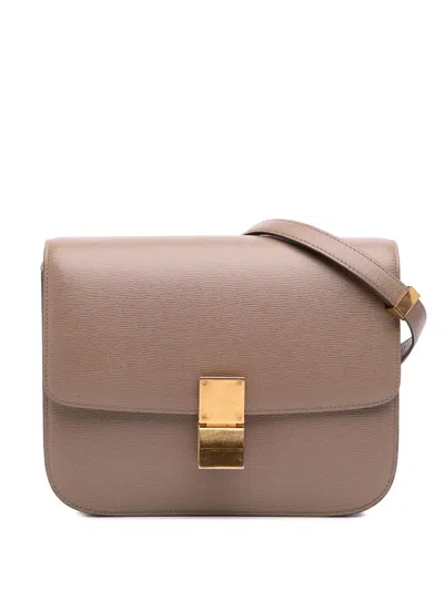 Pre-owned Celine 2017 Medium Liege Calfskin Classic Box Crossbody Bag In Brown