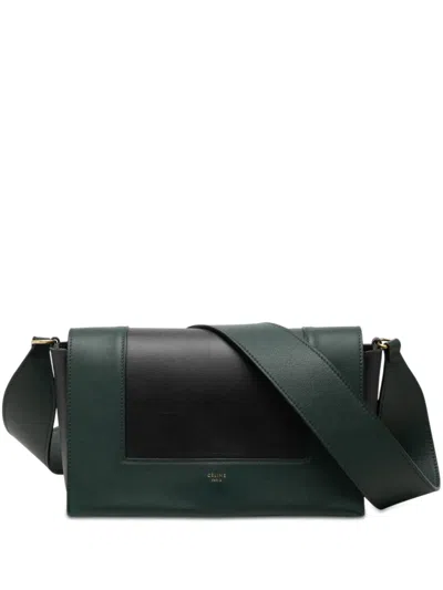 Pre-owned Celine 2017 Medium Shiny Smooth Calfskin Frame Shoulder Bag In Green