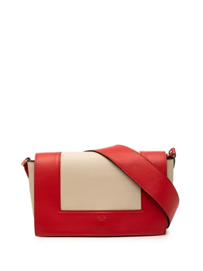 Pre-owned Celine 2017 Medium Shiny Smooth Calfskin Frame Shoulder Bag In Red
