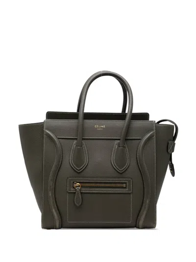 Pre-owned Celine 2017 Micro Drummed Calfskin Luggage Tote Bag In Grey