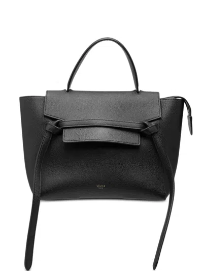 Pre-owned Celine 2017 Micro Grained Calfskin Belt Bag Satchel In Black