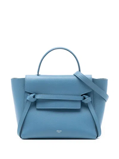 Pre-owned Celine 2017 Micro Grained Calfskin Belt Bag Satchel In Blue