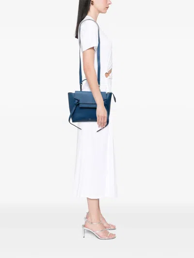 Pre-owned Celine 2017 Micro Grained Calfskin Belt Bag Satchel In Blue