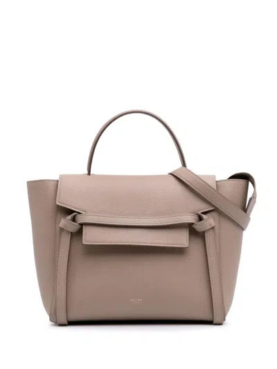 Pre-owned Celine 2017 Micro Grained Calfskin Belt Bag Satchel In Brown