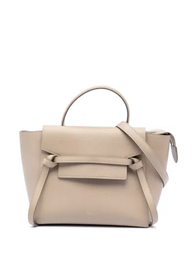 Pre-owned Celine 2017 Micro Grained Calfskin Belt Bag Satchel In Brown