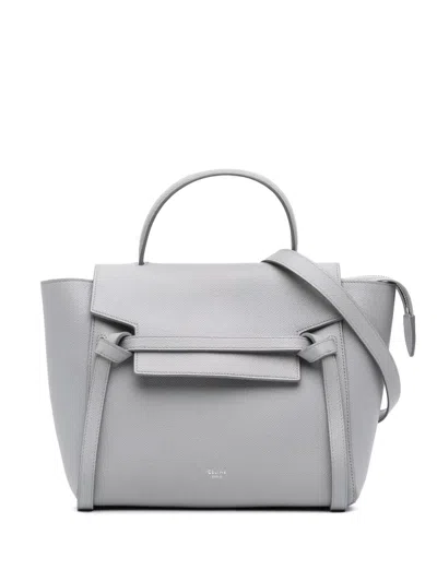 Pre-owned Celine 2017 Micro Grained Calfskin Belt Bag Satchel In Gray