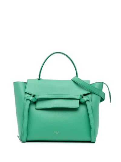 Pre-owned Celine 2017 Micro Grained Calfskin Belt Bag Satchel In Green
