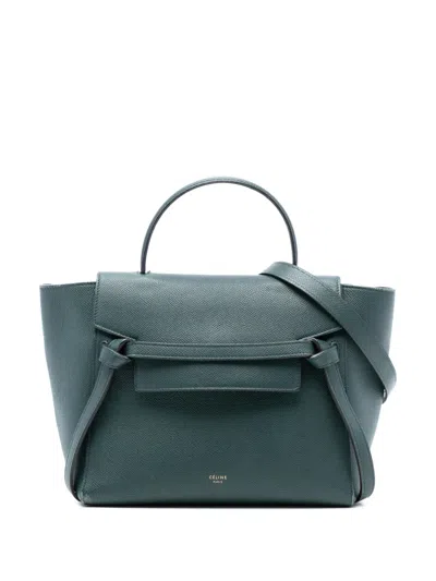 Pre-owned Celine 2017 Micro Grained Calfskin Belt Bag Satchel In Green