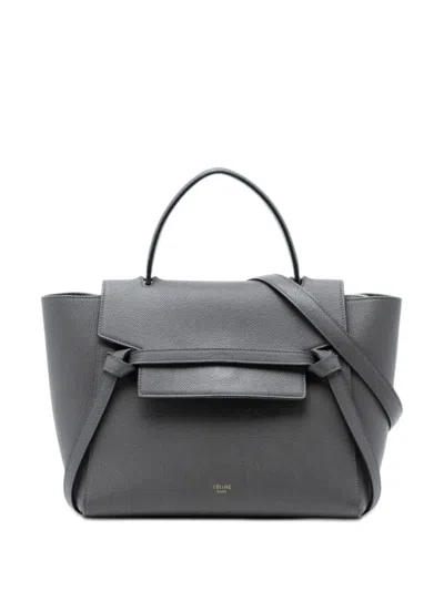 Pre-owned Celine 2017 Micro Grained Calfskin Belt Bag Satchel In Grey