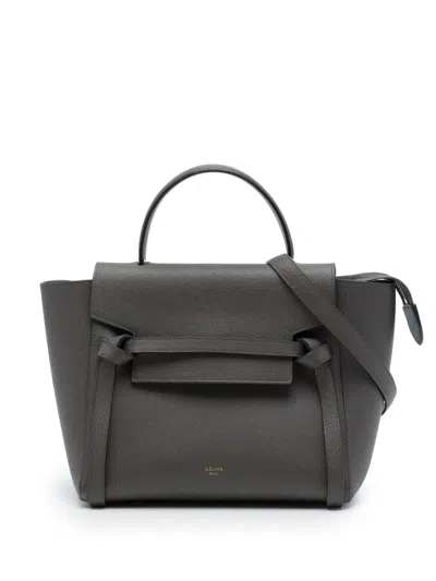 Pre-owned Celine 2017 Micro Grained Calfskin Belt Bag Satchel In Grey