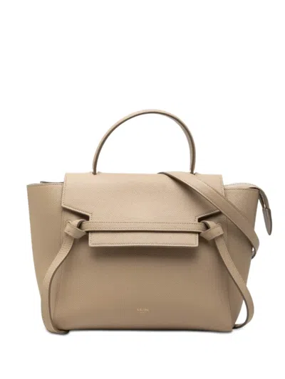 Pre-owned Celine 2017 Micro Grained Calfskin Belt Bag Satchel In Neutral