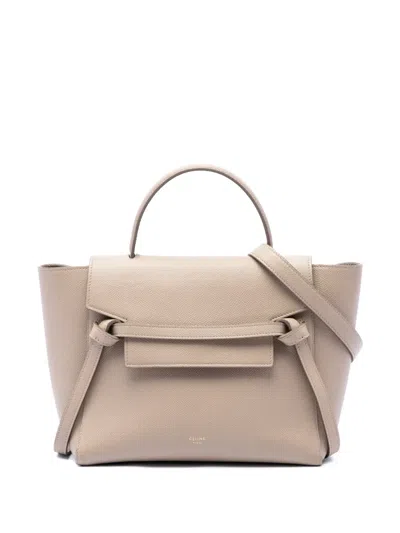 Pre-owned Celine 2017 Micro Grained Calfskin Belt Bag Satchel In Neutrals