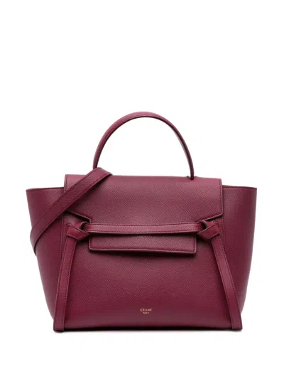 Pre-owned Celine 2017 Micro Grained Calfskin Belt Bag Satchel In Red
