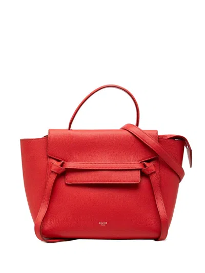 Pre-owned Celine 2017 Micro Grained Calfskin Belt Bag Satchel In Red
