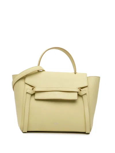 Pre-owned Celine 2017 Micro Grained Calfskin Belt Bag Satchel In Yellow