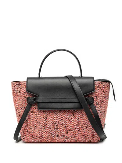 Pre-owned Celine 2017 Micro Tweed Belt Satchel In Black