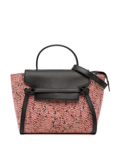 Pre-owned Celine 2017 Micro Tweed Belt Satchel In Pink