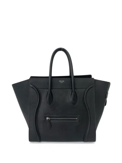 Pre-owned Celine 2017 Mini Calfskin Luggage Tote Bag In Black