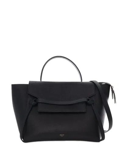 Pre-owned Celine 2017 Mini Grained Calfskin Belt Bag Satchel In Black