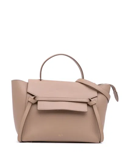 Pre-owned Celine 2017 Mini Grained Calfskin Belt Bag Satchel In Brown
