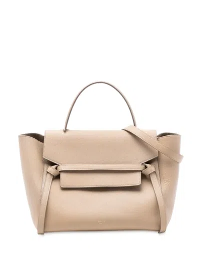 Pre-owned Celine 2017 Mini Grained Calfskin Belt Bag Satchel In Brown